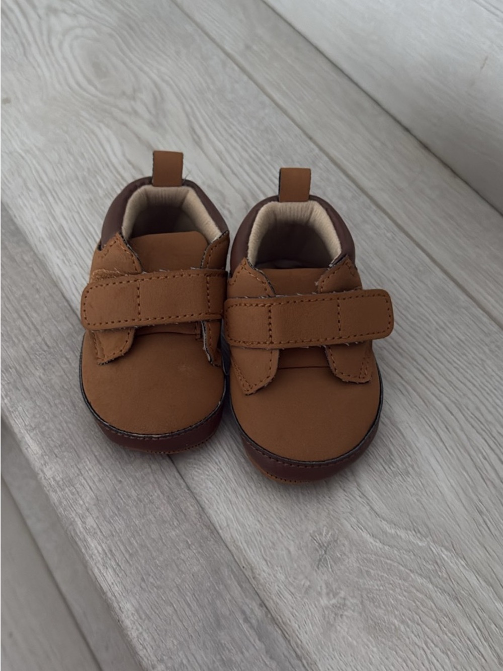 Carter's Tan Brown Hook-and-Loop Baby Shoes